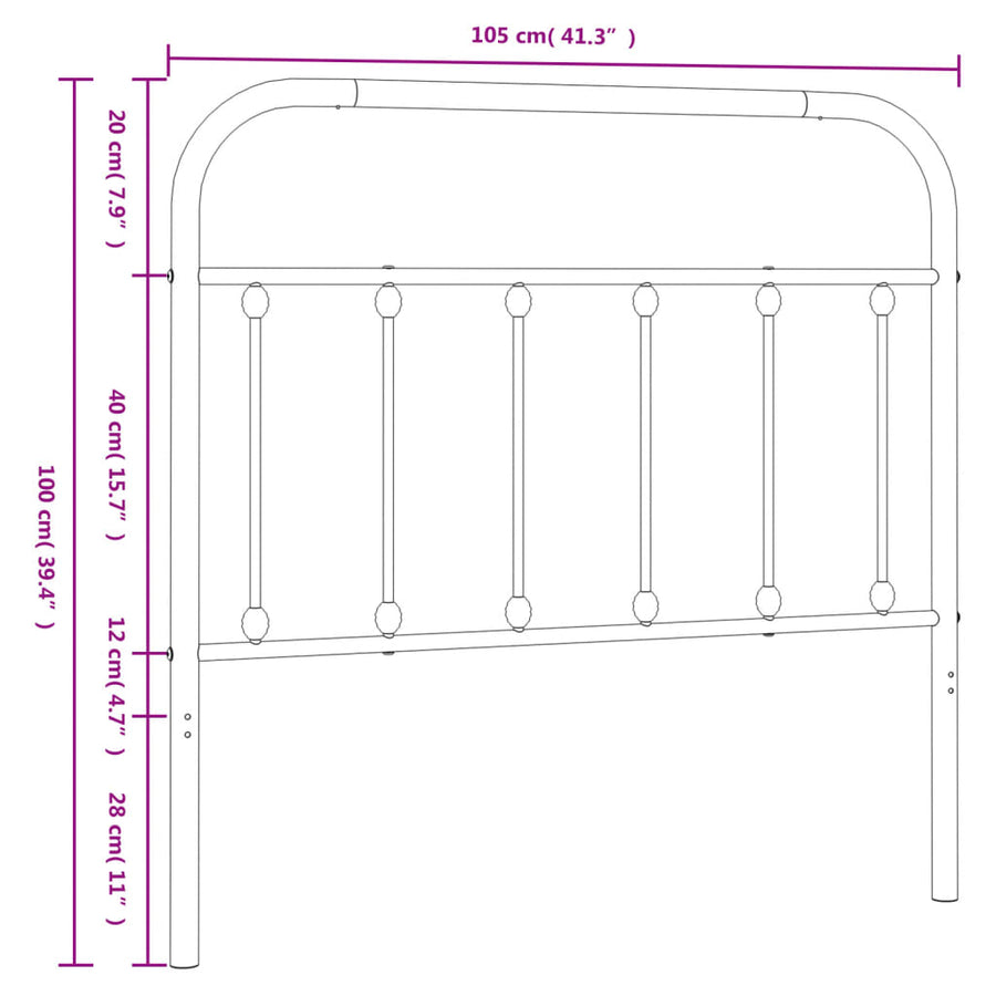 Hoofdbord Metaal Wit 100 Cm