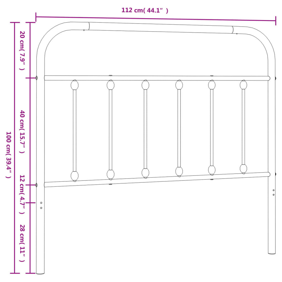 Hoofdbord Metaal 107 cm Wit