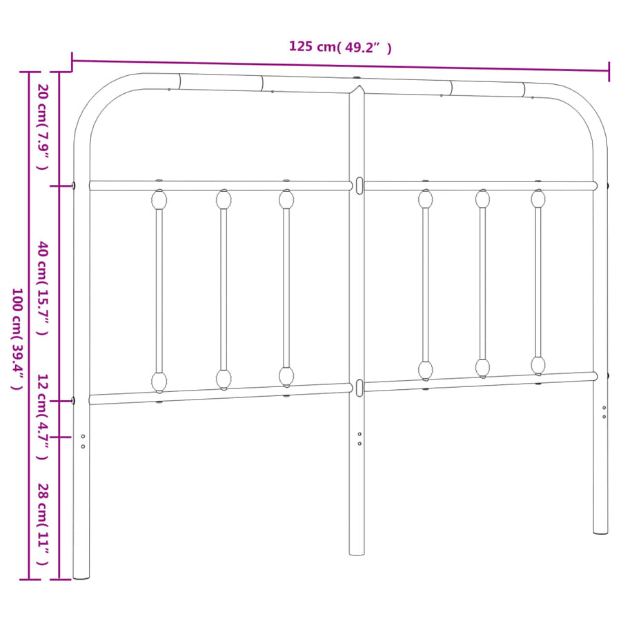 Hoofdbord Metaal Wit 120 Cm