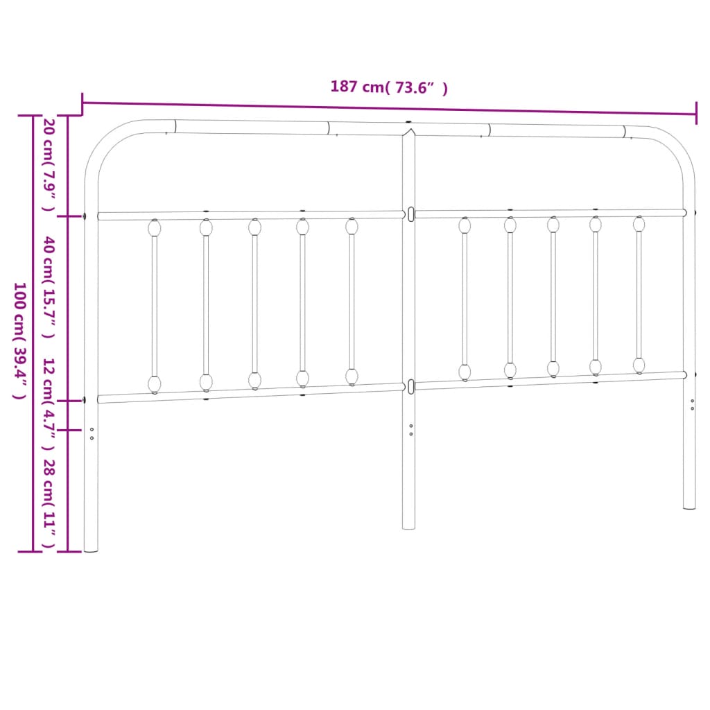 Hoofdbord Metaal Wit 180 Cm