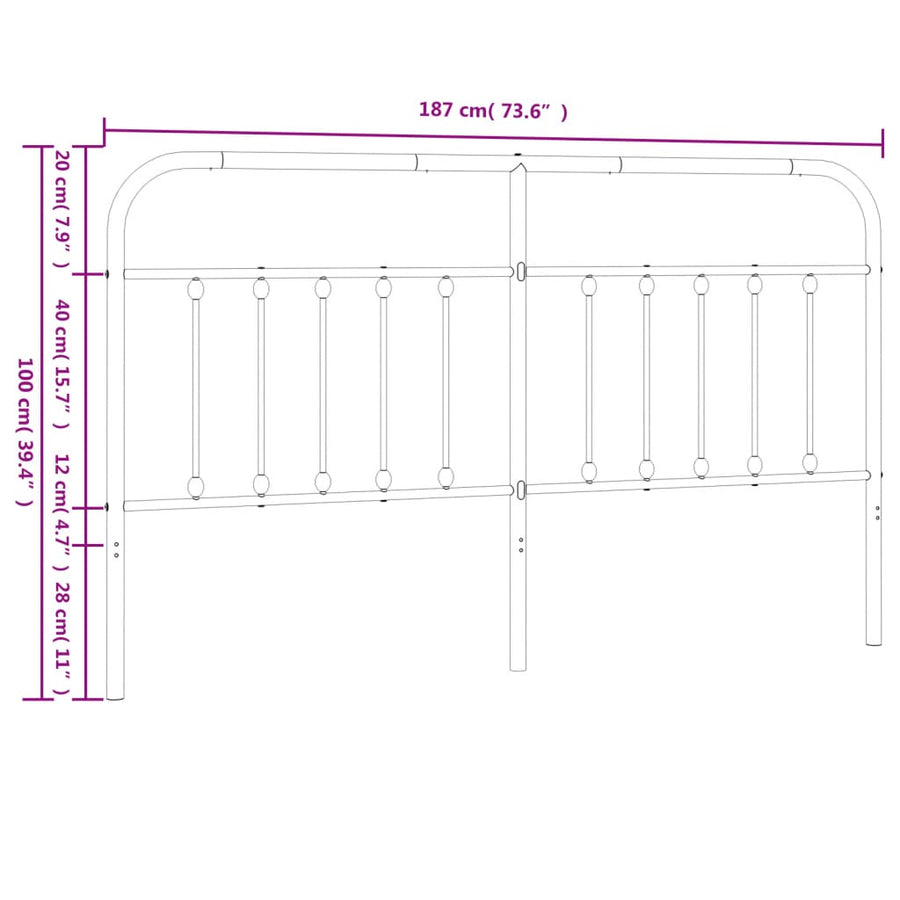 Hoofdbord Metaal Wit 180 Cm