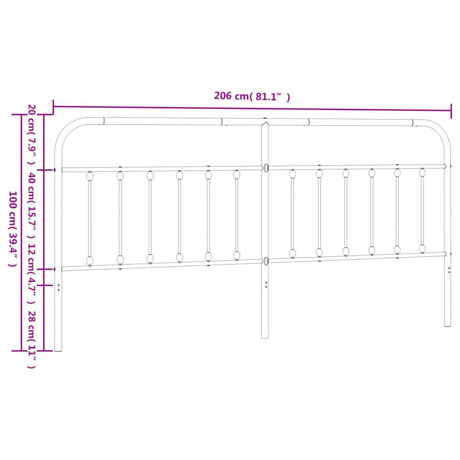 Hoofdbord Metaal Wit 200 Cm