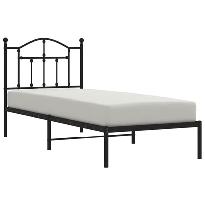 Bedframe Metaal 80 x 200 cm Zwart met hoofdbord
