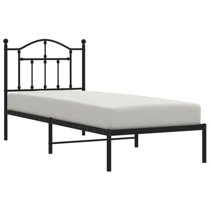 Bedframe Metaal 90 x 190 cm Zwart met hoofdbord