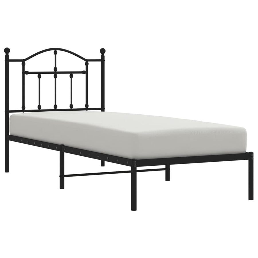 Bedframe Metaal 90 x 190 cm Zwart met hoofdbord