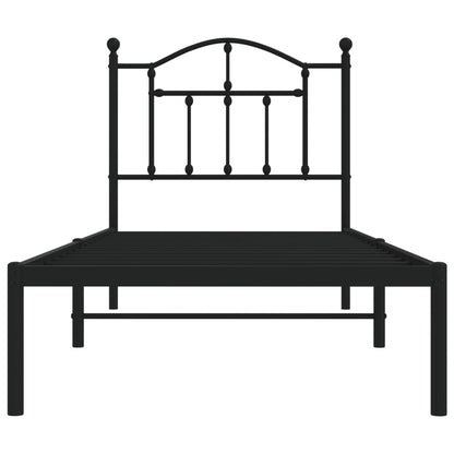 Bedframe Metaal 90 x 190 cm Zwart met hoofdbord