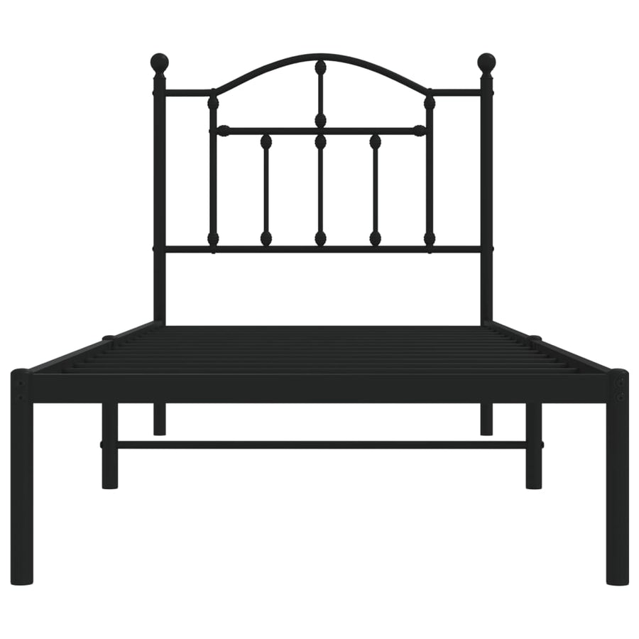 Bedframe Metaal 90 x 190 cm Zwart met hoofdbord