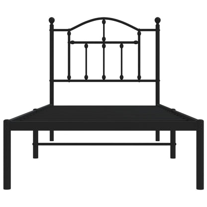 Bedframe Metaal 90 x 200 cm Zwart met hoofdbord