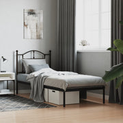 Bedframe metaal zwart 90x200 cm met hoofdbord