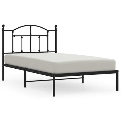 Bedframe met hoofdbord metaal zwart 100x190 cm