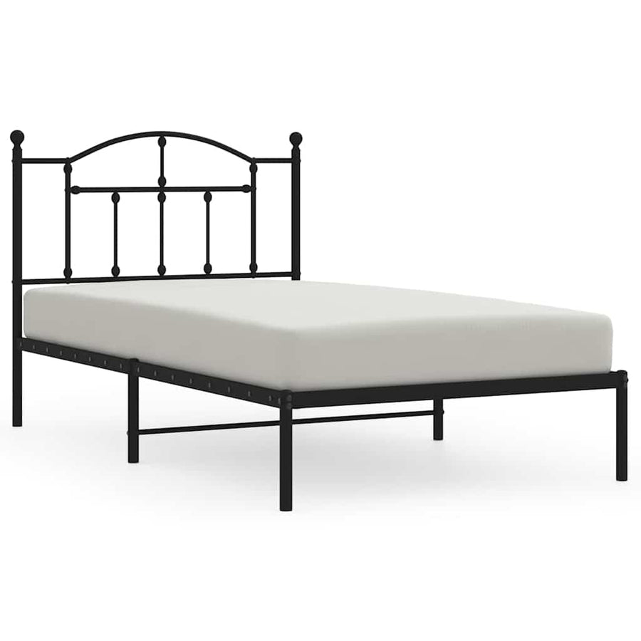 Bedframe met hoofdbord metaal zwart 100x190 cm