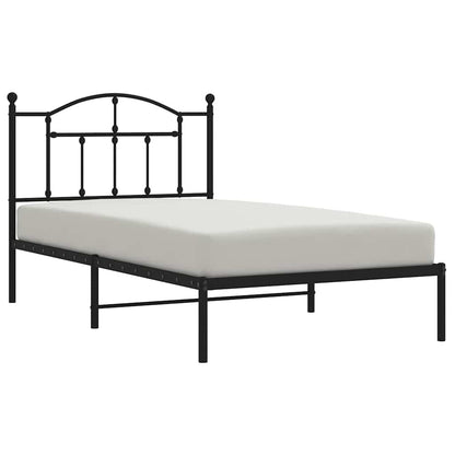 Bedframe met hoofdbord metaal zwart 100x190 cm