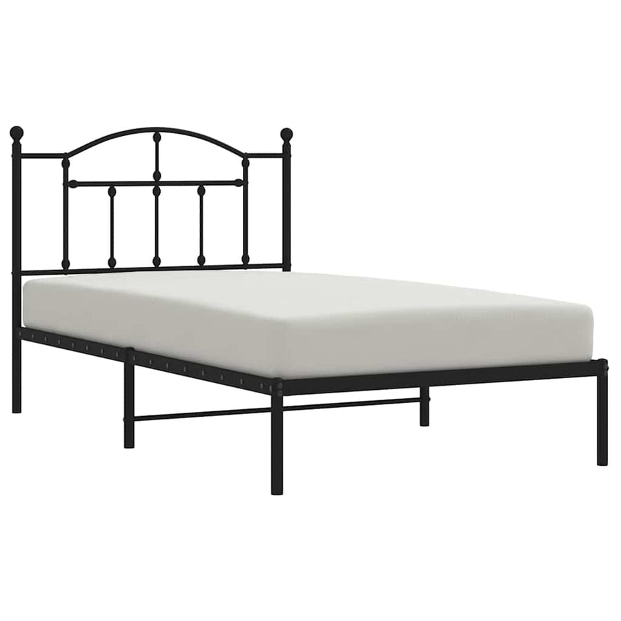Bedframe met hoofdbord metaal zwart 100x190 cm