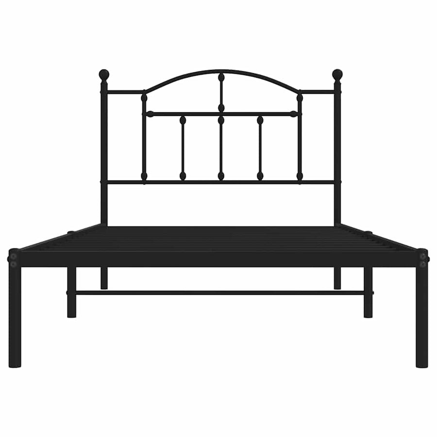 Bedframe met hoofdbord metaal zwart 100x190 cm