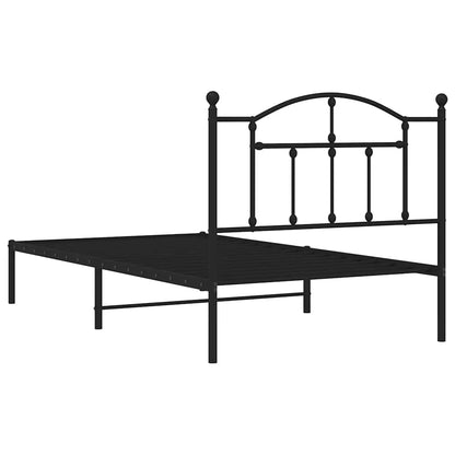 Bedframe met hoofdbord metaal zwart 100x190 cm