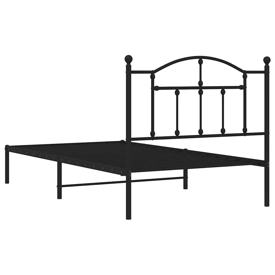Bedframe met hoofdbord metaal zwart 100x190 cm