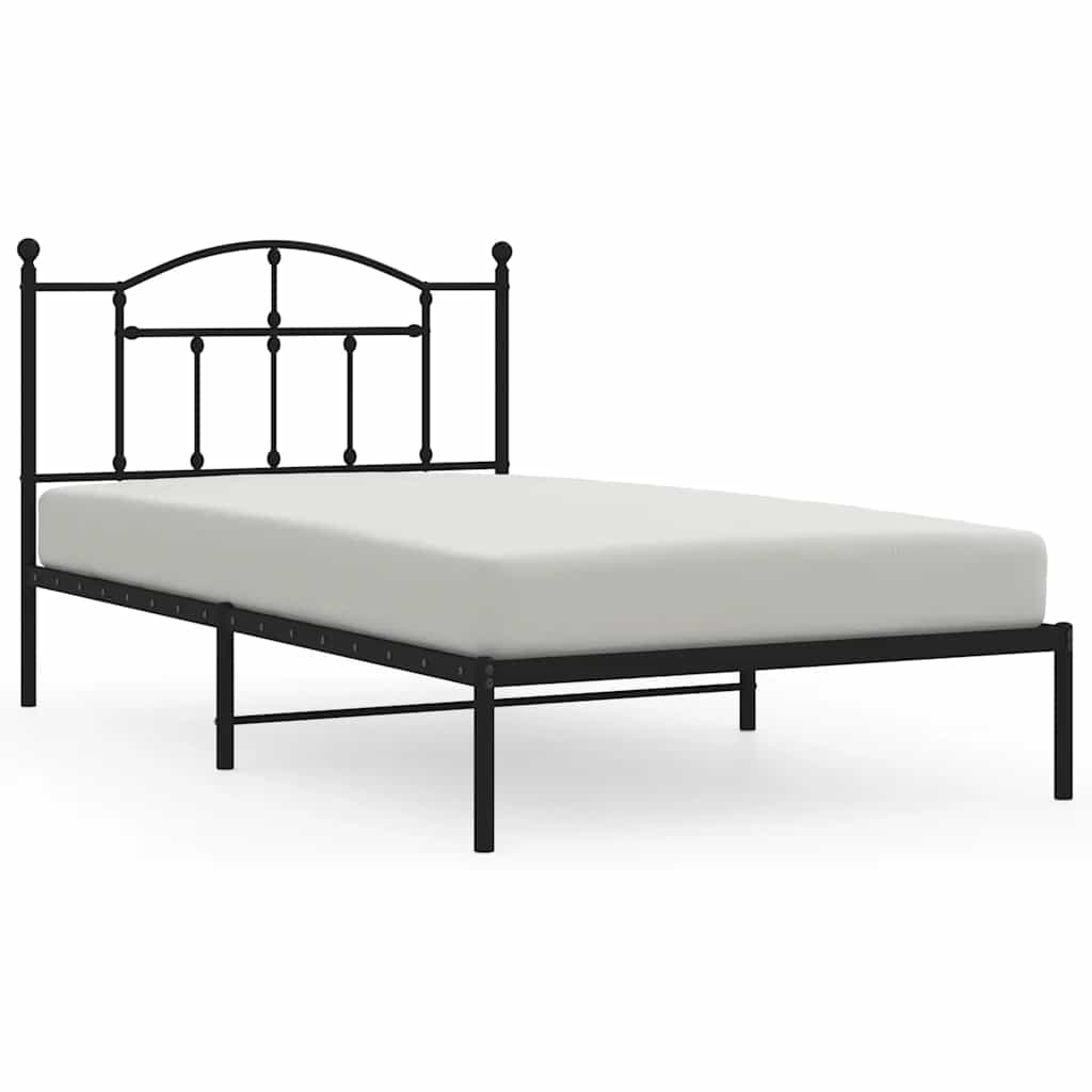 Bedframe met hoofdbord metaal zwart 100x200 cm