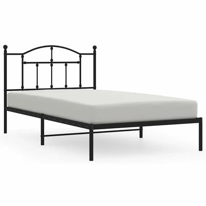Bedframe met hoofdbord metaal zwart 100x200 cm