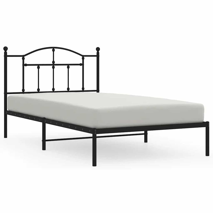 Bedframe met hoofdbord metaal zwart 100x200 cm