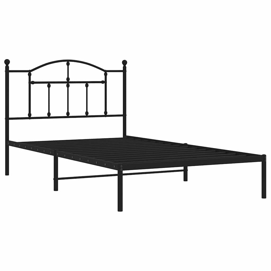 Bedframe met hoofdbord metaal zwart 100x200 cm
