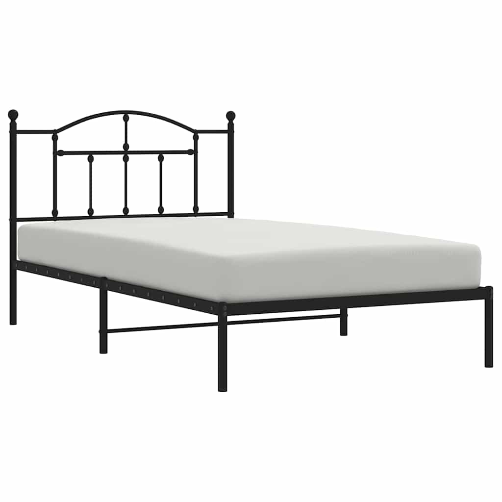 Bedframe met hoofdbord metaal zwart 100x200 cm