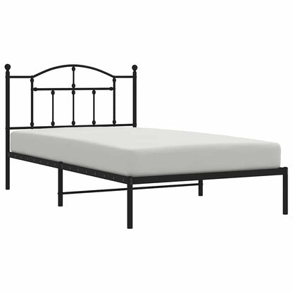 Bedframe met hoofdbord metaal zwart 100x200 cm
