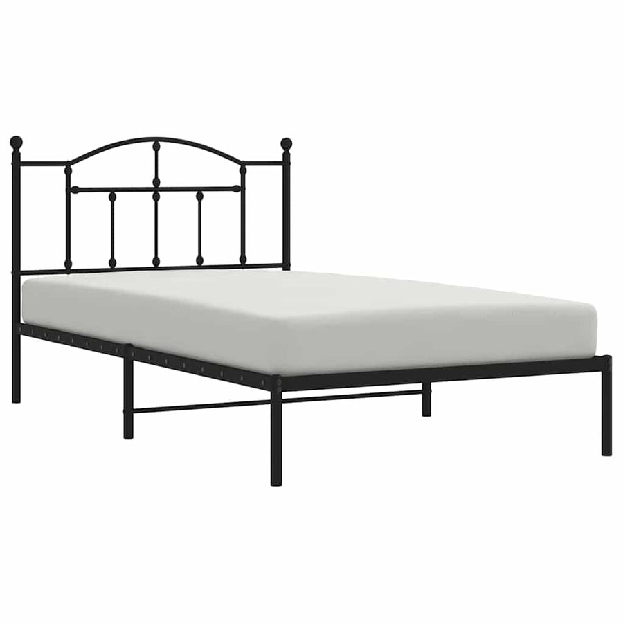 Bedframe met hoofdbord metaal zwart 100x200 cm