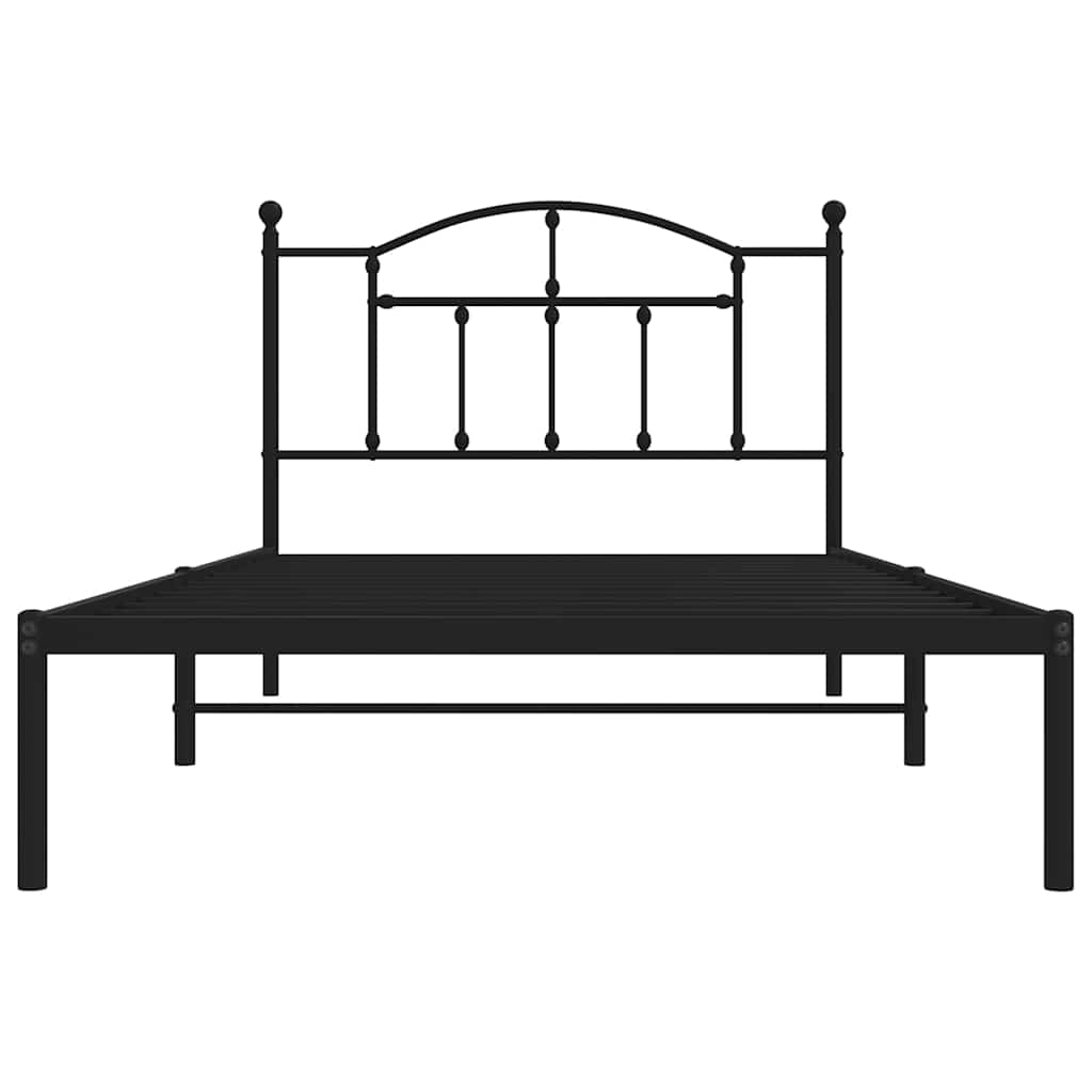 Bedframe met hoofdbord metaal zwart 100x200 cm