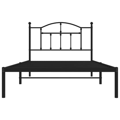 Bedframe met hoofdbord metaal zwart 100x200 cm