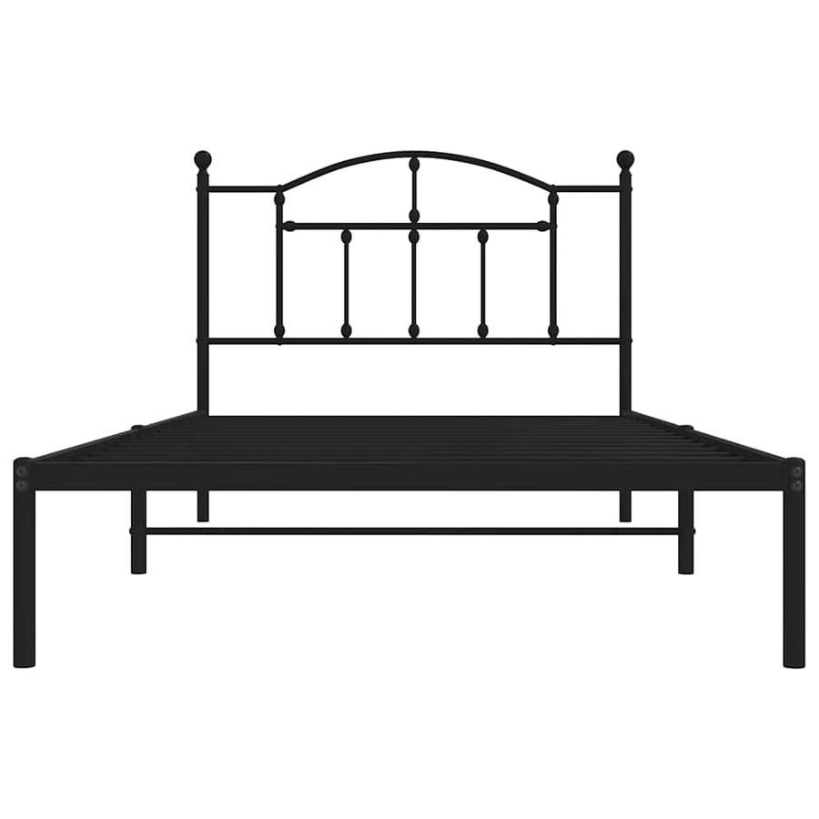 Bedframe met hoofdbord metaal zwart 100x200 cm