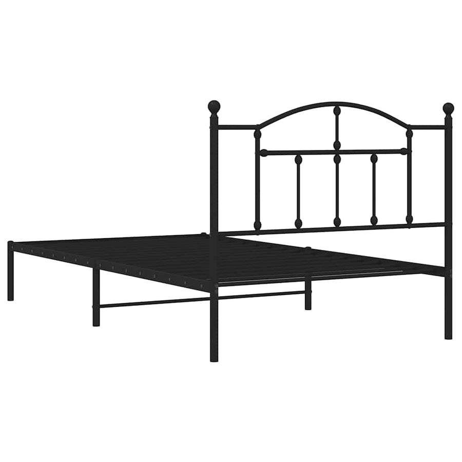 Bedframe met hoofdbord metaal zwart 100x200 cm