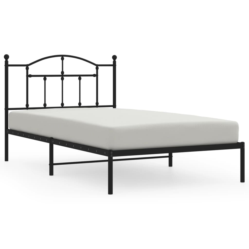Bedframe Metaal 107 x 203 cm Zwart met hoofdbord