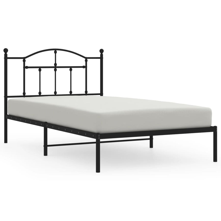 Bedframe Metaal 107 x 203 cm Zwart met hoofdbord