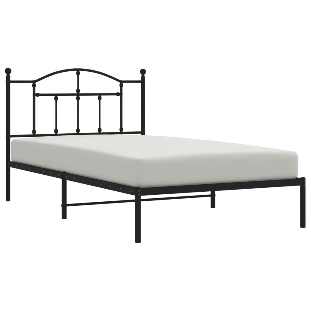 Bedframe Metaal 107 x 203 cm Zwart met hoofdbord