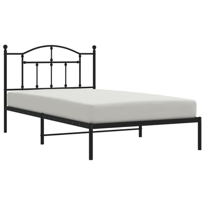 Bedframe Metaal 107 x 203 cm Zwart met hoofdbord