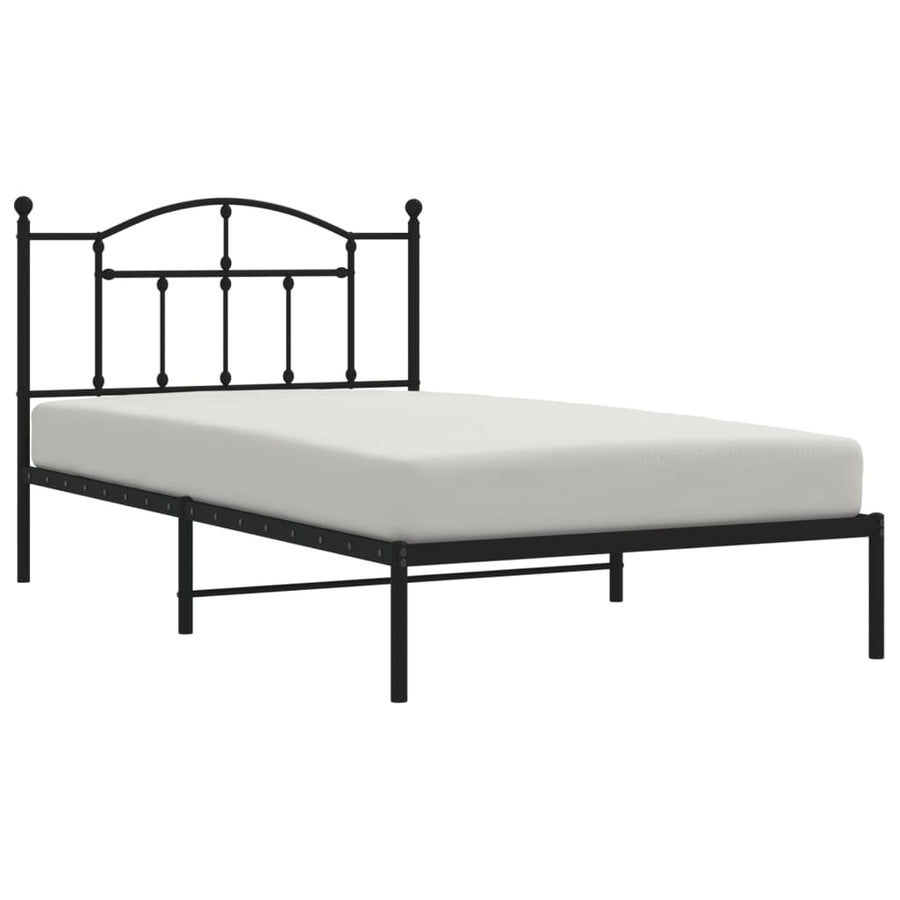 Bedframe Metaal 107 x 203 cm Zwart met hoofdbord