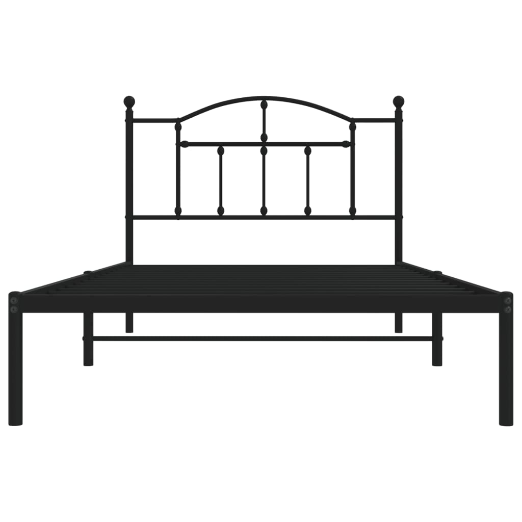 Bedframe Metaal 107 x 203 cm Zwart met hoofdbord