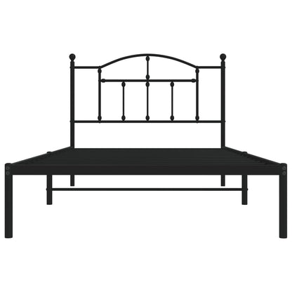 Bedframe Metaal 107 x 203 cm Zwart met hoofdbord