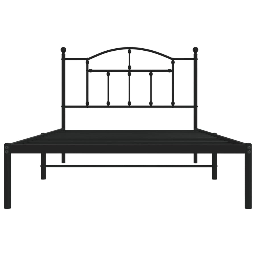 Bedframe Metaal 107 x 203 cm Zwart met hoofdbord