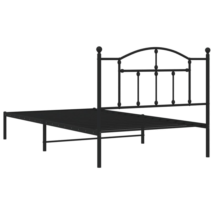Bedframe Metaal 107 x 203 cm Zwart met hoofdbord