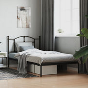 Bedframe metaal zwart 107x203 cm met hoofdbord