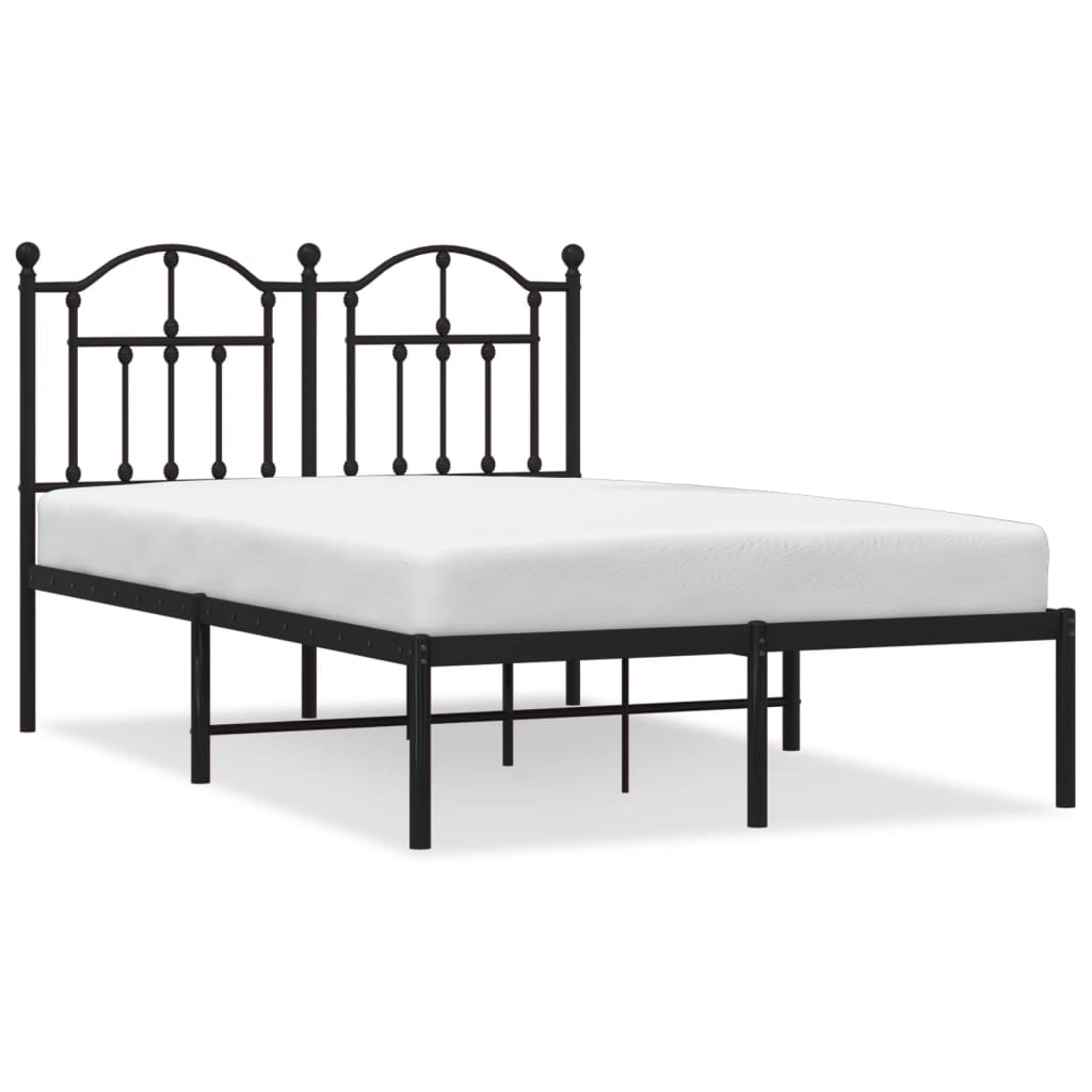 Bedframe Metaal 120 x 190 cm Zwart met hoofdbord