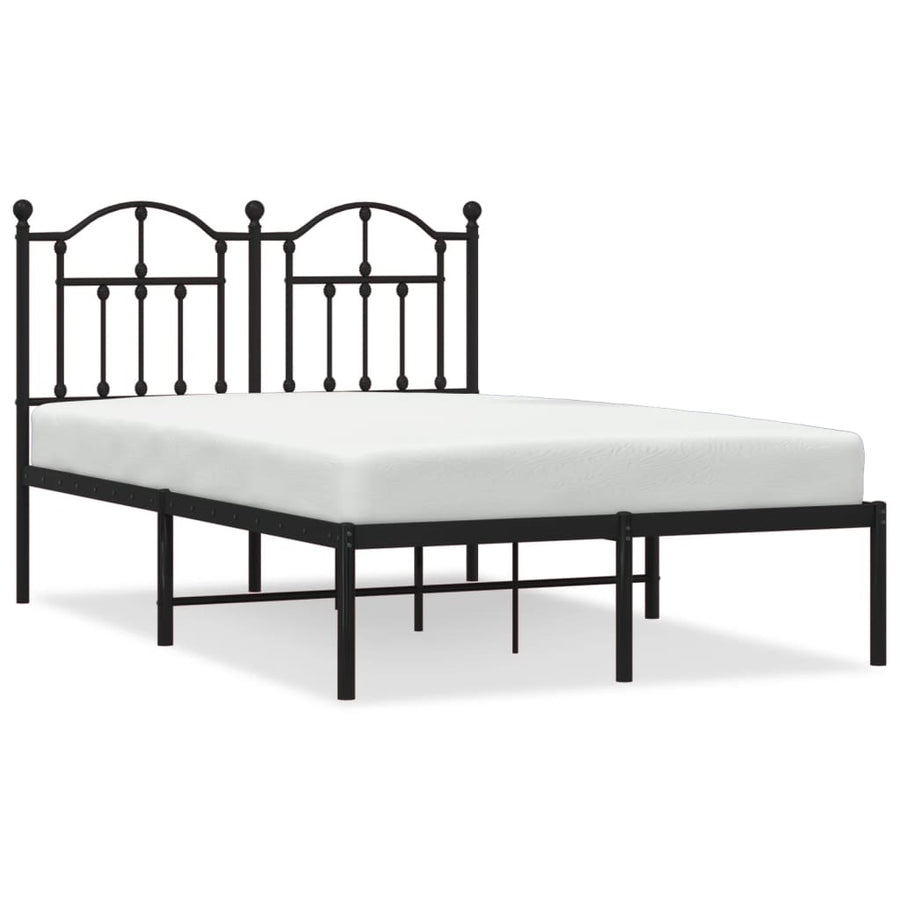 Bedframe Metaal 120 x 190 cm Zwart met hoofdbord