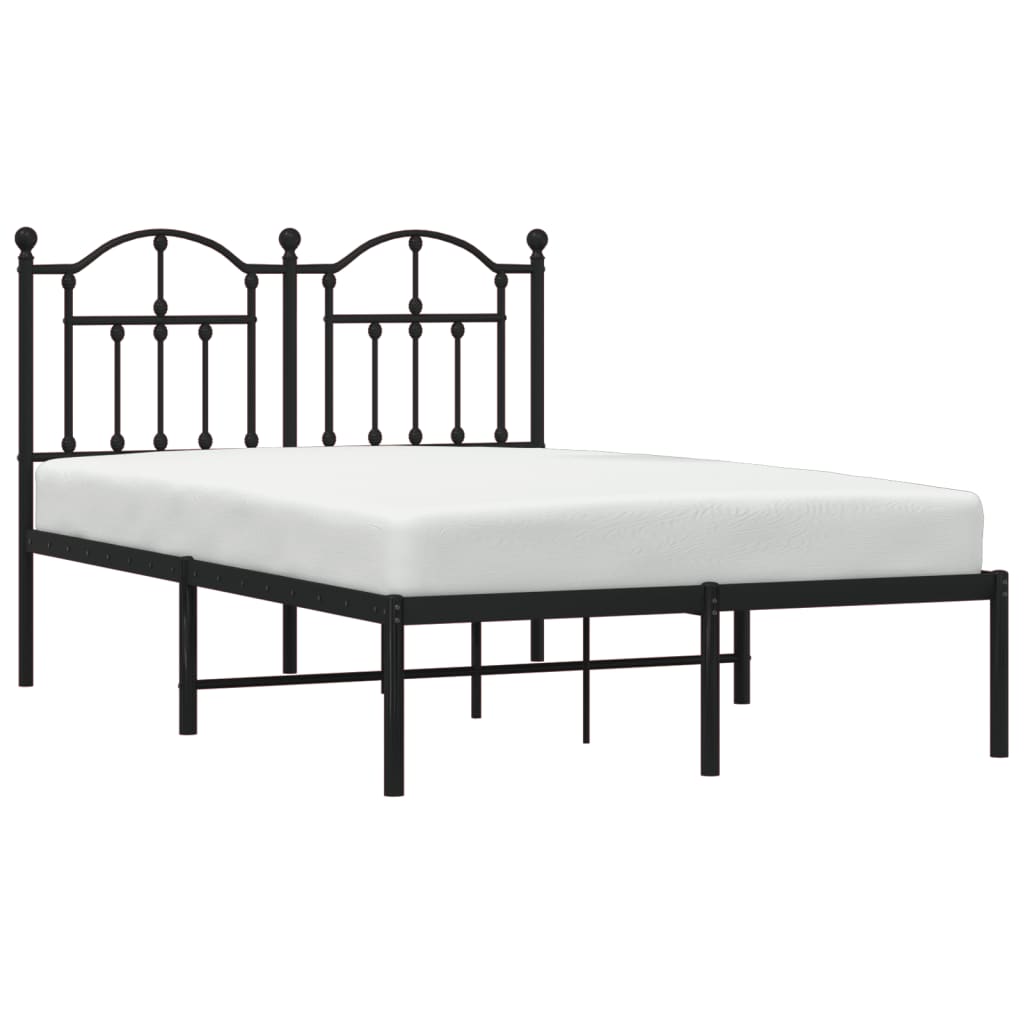 Bedframe Metaal 120 x 190 cm Zwart met hoofdbord