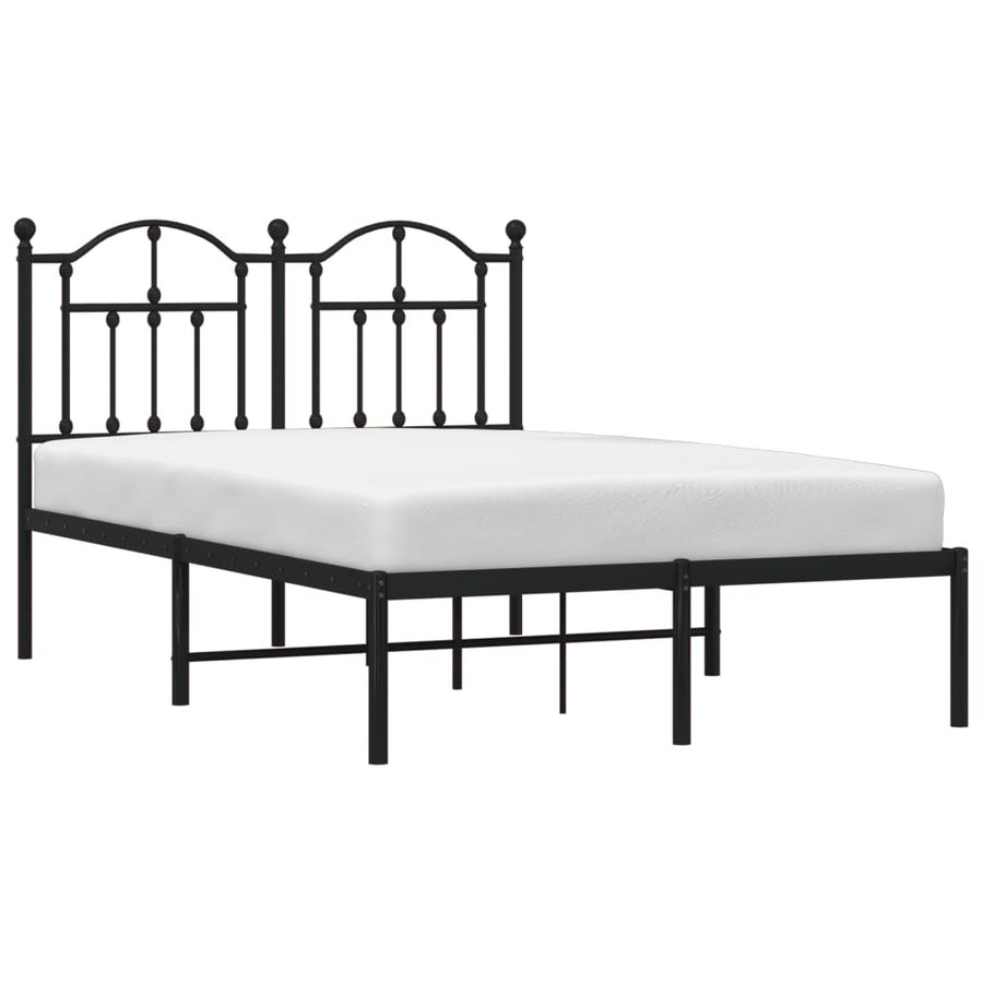 Bedframe Metaal 120 x 190 cm Zwart met hoofdbord