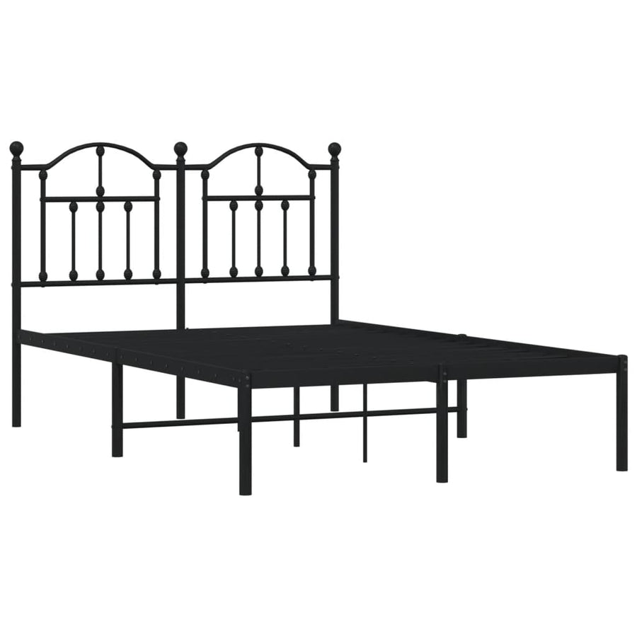 Bedframe Metaal 120 x 190 cm Zwart met hoofdbord