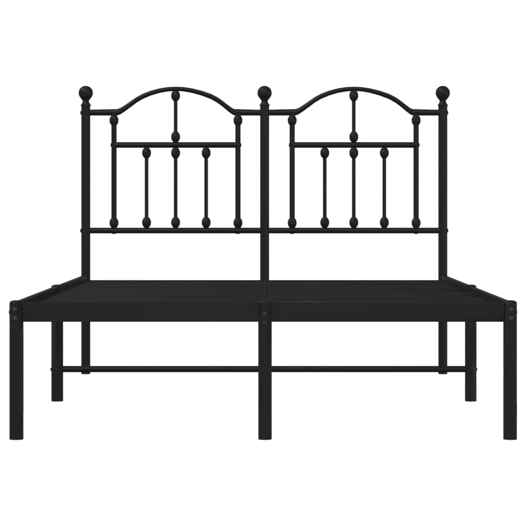 Bedframe Metaal 120 x 190 cm Zwart met hoofdbord