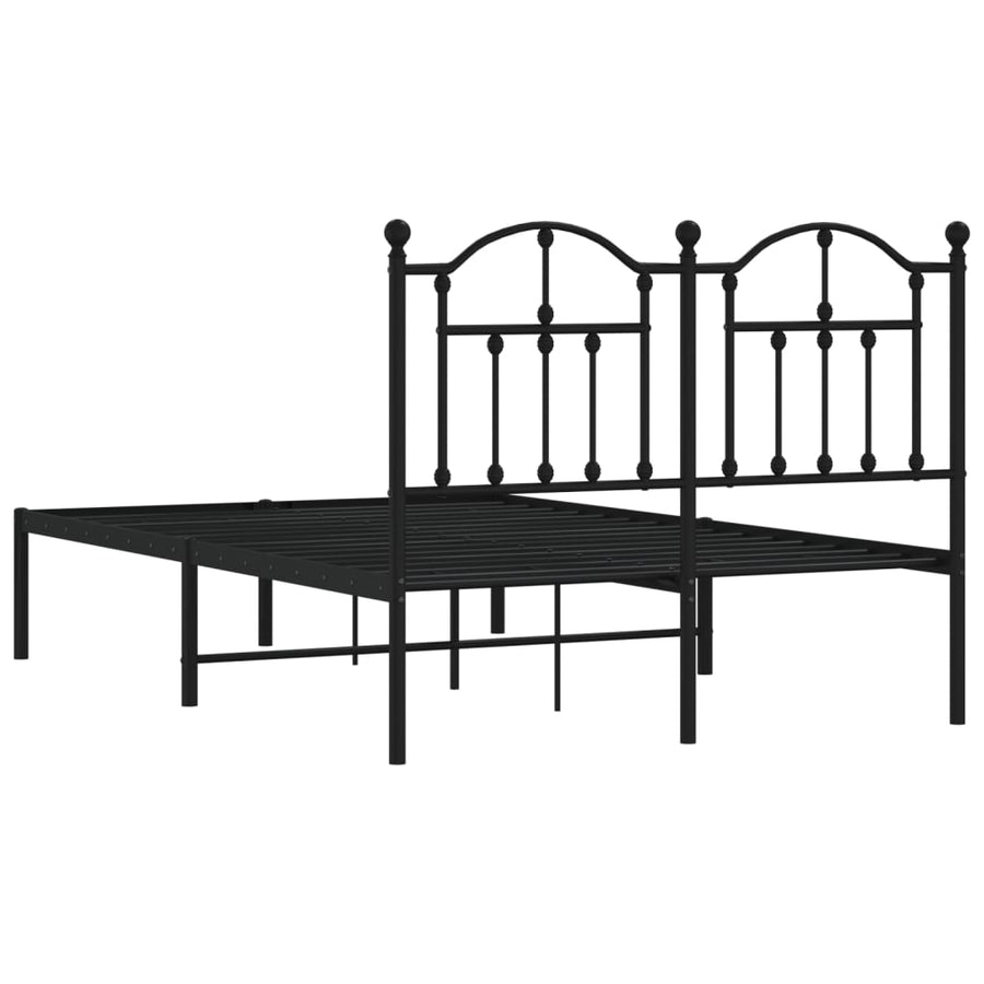 Bedframe Metaal 120 x 190 cm Zwart met hoofdbord