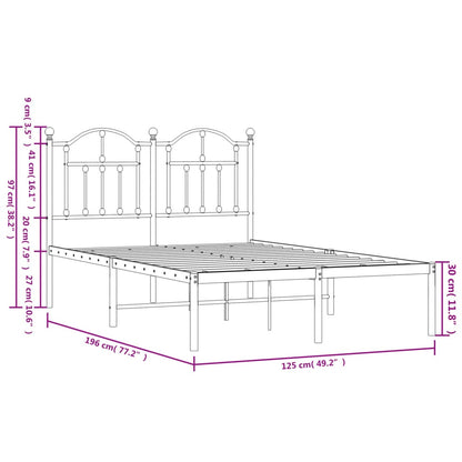 Bedframe Metaal 120 x 190 cm Zwart met hoofdbord