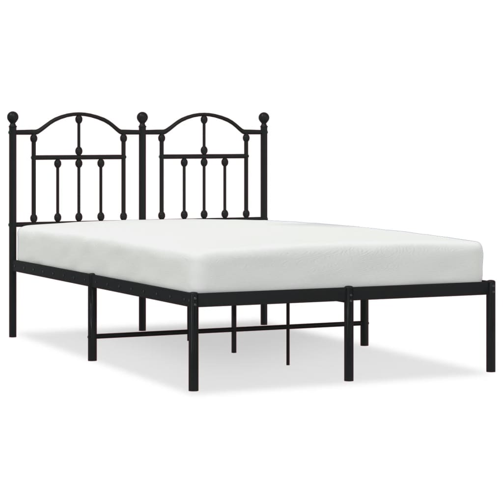 Bedframe Metaal 120 x 200 cm Zwart met hoofdbord
